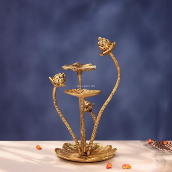 Brass Lotus Leaf with Buds 10.5 Inch Elegant and Beautiful Decorative Piece