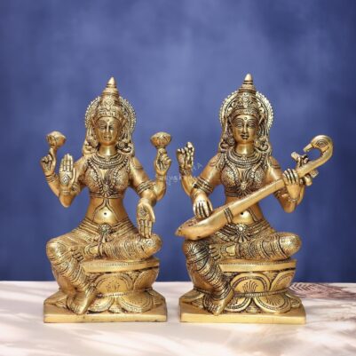 Brass laxmi saraswati idol 12 inches