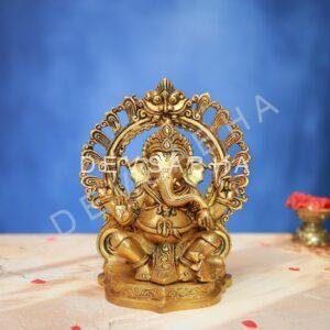 Brass Ganesh Idol 9 Inch Auspicious and Beautiful Decorative Murti Statue