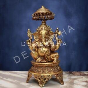 Brass Ganesh Idol 18 Inch Beautiful Decorative Murti for Positive Vibes