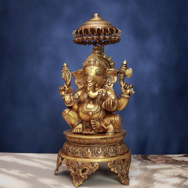 Brass Ganesh Idol 18 Inch Beautiful Decorative Murti for Positive Vibes
