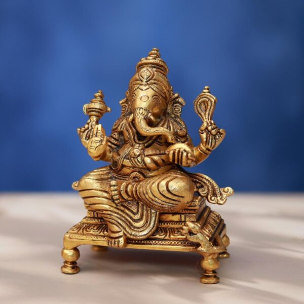 Brass Ganesh Idol 6 Inches  Auspicious and Beautiful Decorative Murti Statue
