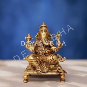 Brass Ganesh Idol 6 Inches  Auspicious and Beautiful Decorative Murti Statue