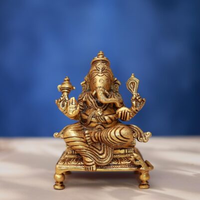 Brass Ganesh Idol 6 Inches  Auspicious and Beautiful Decorative Murti Statue
