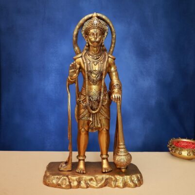 Brass Hanuman Idol 25.5 Inch Powerful and Beautiful Decorative Statue