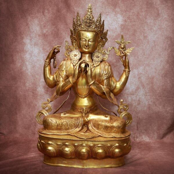 Brass Tara Devi Idol 40 Inch Graceful and Beautiful Decorative Statue
