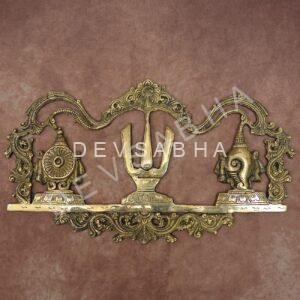 Brass Wall Hanging Shankha Chakra Namah Idol 11 Inch Traditional Decorative Statue