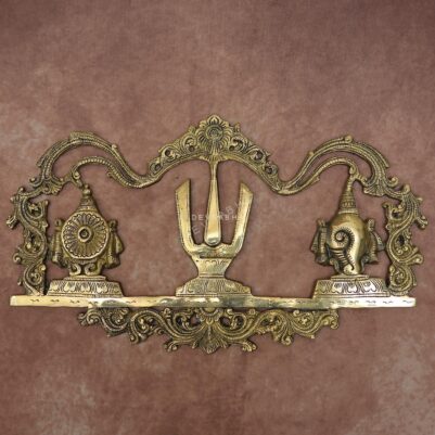 Brass Wall Hanging Shankha Chakra Namah Idol 11 Inch Traditional Decorative Statue