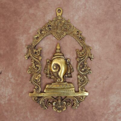 Brass Wall Hanging Shankha Idol 12 Inch Traditional and Beautiful Decorative Statue