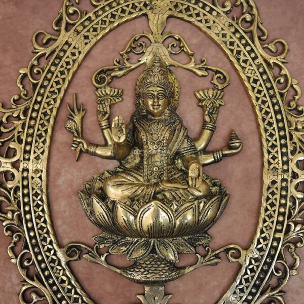 Antique Brass Wall Hanging Laxmi Idol 29.5 Inch Divine and Beautiful Decorative Statue