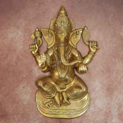 Brass Wall Hanging Ganesh Idol 24 Inch Auspicious and Decorative Statue