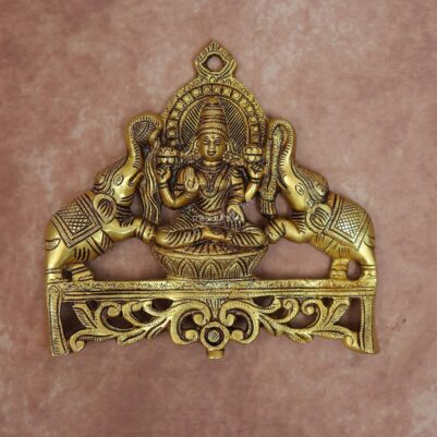 Brass Wall Hanging Gaja Laxmi Idol 8.5 Inch Divine and Decorative Statue