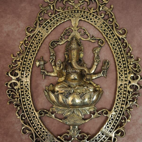 Antique Brass Wall Hanging Ganesh Idol 29.5 Inch Beautiful Decorative Statue
