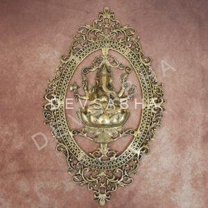 Antique Brass Wall Hanging Ganesh Idol 29.5 Inch Beautiful Decorative Statue