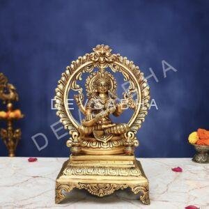 Brass Saraswati Idol 13 Inch Graceful and Beautiful Decorative Murti Statue