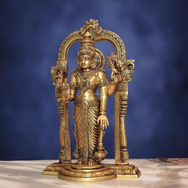 Brass standing laxmi narayan statue with frame height 13.5 inches