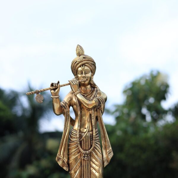 Brass Krishna Idol 29 Inch Graceful and Beautiful Decorative Murti Statue