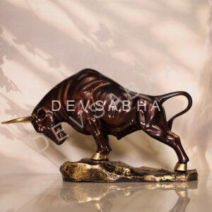 Brass Charging Bull with Coffey Colour Patina 8 Inches