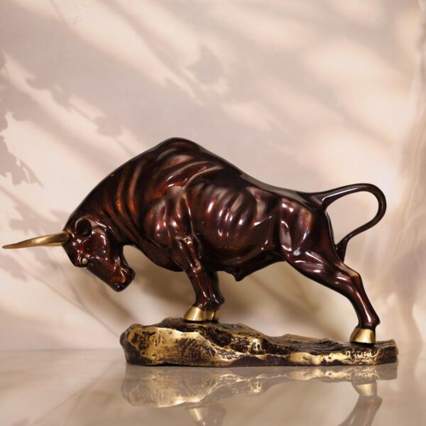 14-Inch Brass Charging Bull with Coffey Colour Patina