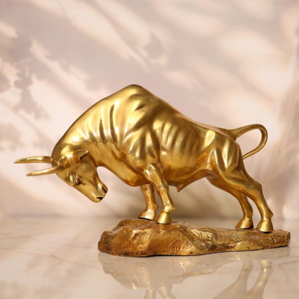 14-Inches height Brass Charging Bull