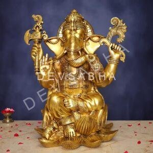 Brass Ganesh Idol 22 Inch Auspicious and Beautiful Decorative Murti Statue