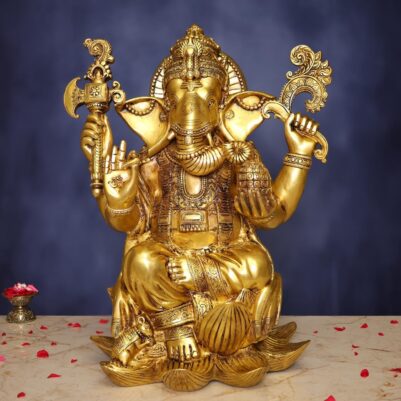 Brass Ganesh Idol 22 Inch Auspicious and Beautiful Decorative Murti Statue