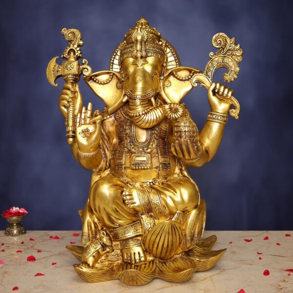 Brass Ganesh Idol 22 Inch Auspicious and Beautiful Decorative Murti Statue