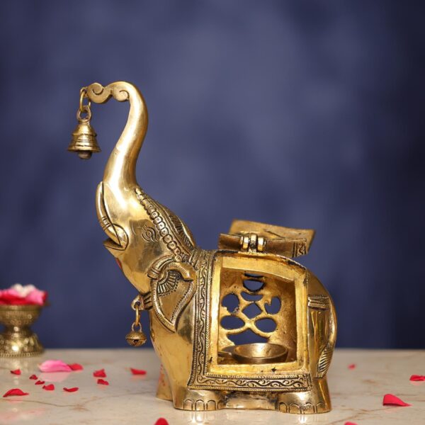 Brass Elephant Diya Holder 10.4 Inch height