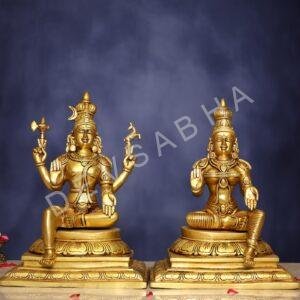 Brass Shiva Parvati Idol 16.5 Inch Divine and Beautiful Decorative Murti Statue
