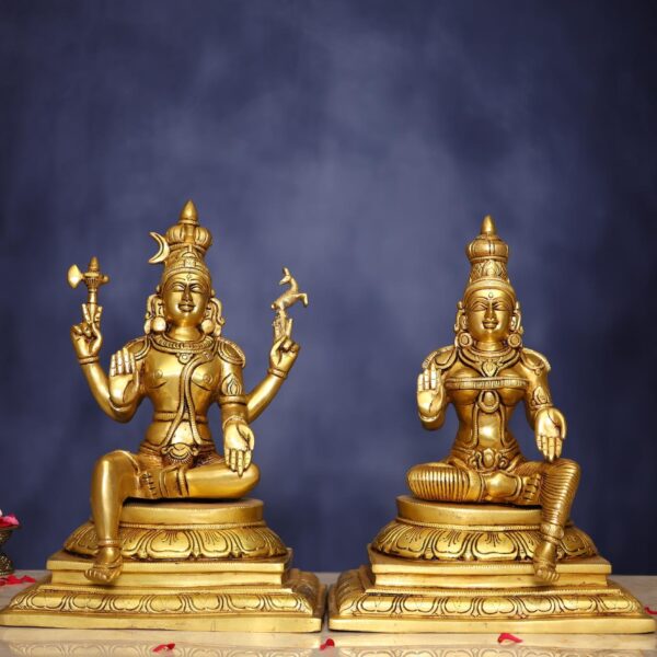 Brass Shiva Parvati Idol 16.5 Inch Divine and Beautiful Decorative Murti Statue