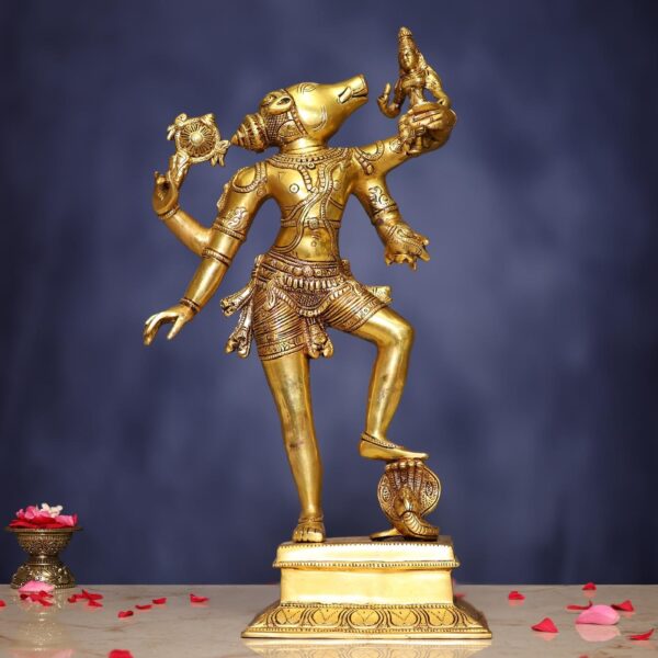 Brass Baraha Deva Idol with bhu devi 18 Inches Height