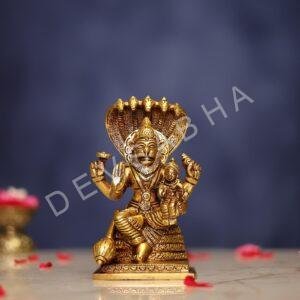 Brass Laxmi Narasimha Idol 6 Inch Divine and Beautiful Decorative Murti Statue