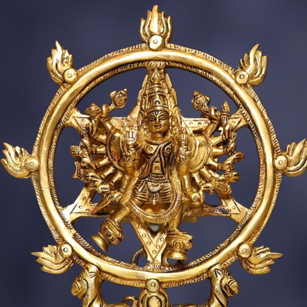 Brass Sudarshana Chakra Vishnu and Narasimha Idol height 9.5 inches