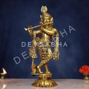 Brass Standing Krishna Idol Height 18.5 Inch