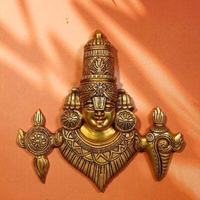 Brass wall hanging Tirupati Balaji idol 11 inch pure brass Devsabha