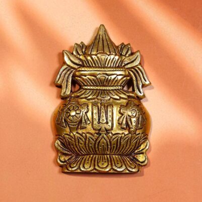 Brass Wall Hanging Kalash with Shankha Chakra Namah – 5.5 Inch