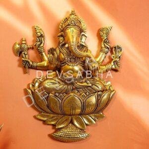 Brass Wall Hanging Ganesh Idol Height 12.5 Inch