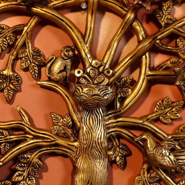 Brass Wall Hanging Kalpavriksha Tree 14 Inch Elegant and Beautiful Decorative Piece