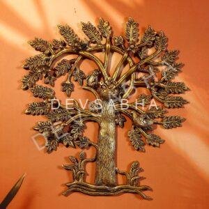 Brass Wall Hanging Kalpavriksha Tree 14 Inch Elegant and Beautiful Decorative Piece