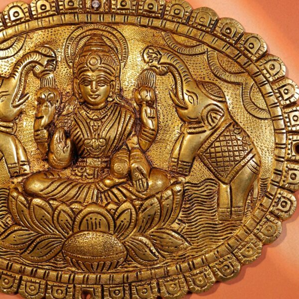 Brass Wall Hanging Gaja Laxmi Idol Height 9.2 Inch