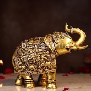 Brass Elephant Statue – 7.5 Inch Handcrafted Pure Brass Figurine