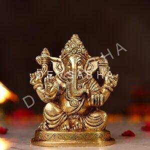 Brass Lord Ganesh Idol – 4.5 Inch