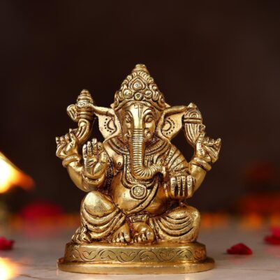 Brass Lord Ganesh Idol – 4.5 Inch
