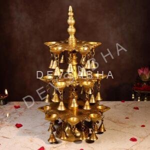 Brass Lamp Height 19 Inch Pure Handcrafted Traditional Pooja Deepam