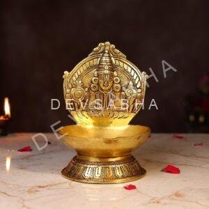 Brass Tirupati Balaji with Lamp Height 8.5 Inch