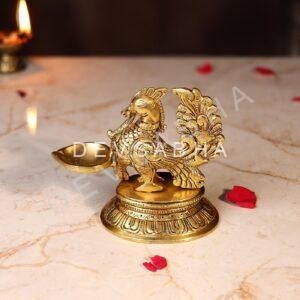 Brass Peacock Lamp Height 4.5 Inch