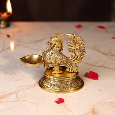 Brass Peacock Lamp Height 4.5 Inch