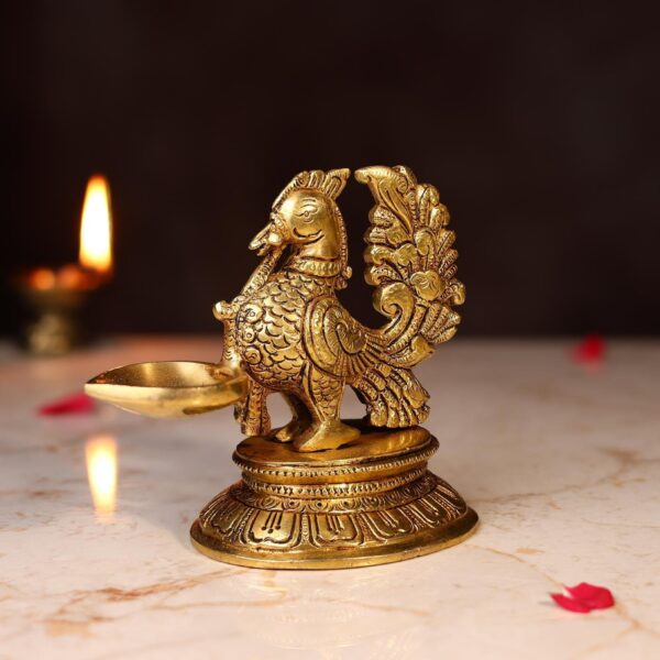 Brass Peacock Lamp Height 4.5 Inch