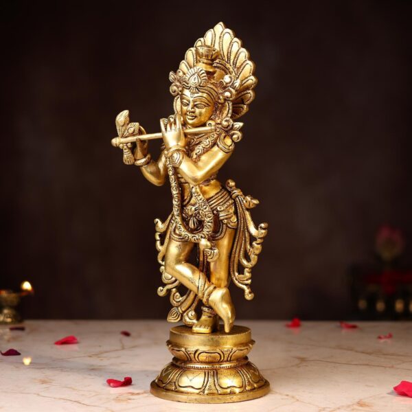 Brass Standing Krishna Idol Height 13 Inch