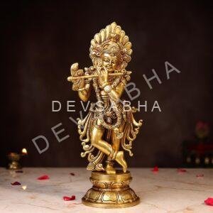 Brass Standing Krishna Idol Height 13 Inch